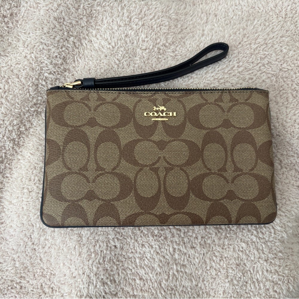 Coach Brown Signature Wristlet